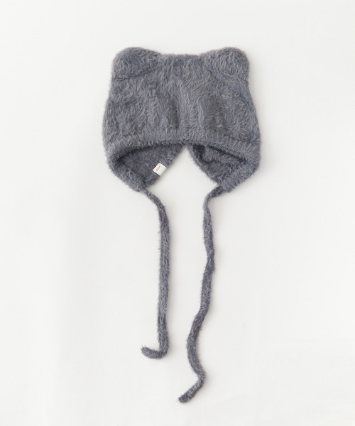 ROOPTOKYO（ループトウキョウ）の「ひも付き ネコ耳 ニット帽 ニットキャップ バラクラバ（ニットキャップ/ビーニー・レディース・ブラック/グレー/ホワイト/ピンク/ベージュ/パープル・FREE）」の16枚目の写真