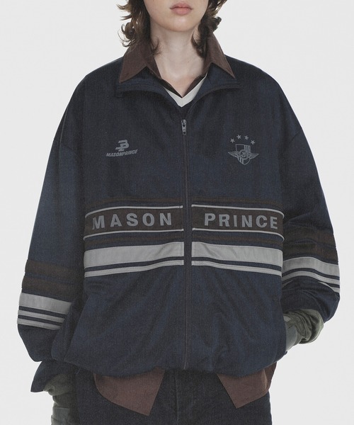 MASONPRINCE(メイソンプリンス)の「オーバーサイズ ライン柄 スポーティ フリース ブルゾン WT4241【MASONPRINCE】(ブルゾン・メンズ・ネイビー・L/M/S)」の3枚目の写真
