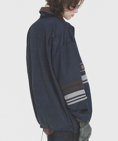 MASONPRINCE(メイソンプリンス)の「オーバーサイズ ライン柄 スポーティ フリース ブルゾン WT4241【MASONPRINCE】(ブルゾン・メンズ・ネイビー・L/M/S)」の4枚目の写真