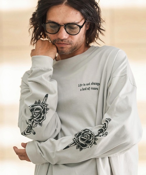 mlt4903-プリントロンT（ダガー＆ローズ）（Tシャツ/カットソー