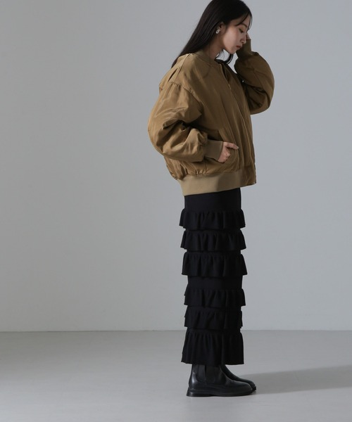 NANO universe（ナノユニバース）の「バックギャザーMA-1ブルゾン（ブルゾン・レディース・グリーン系その他4/ブラック/グレー系その他4・FREE）」の15枚目の写真