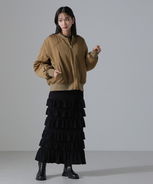 NANO universe（ナノユニバース）の「バックギャザーMA-1ブルゾン（ブルゾン・レディース・グリーン系その他4/ブラック/グレー系その他4・FREE）」の16枚目の写真