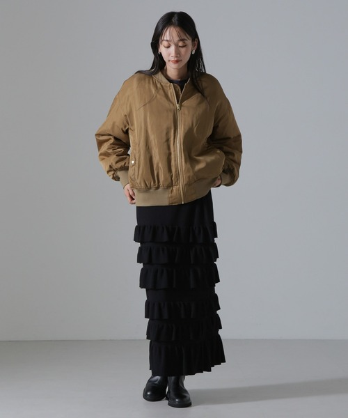 NANO universe（ナノユニバース）の「バックギャザーMA-1ブルゾン（ブルゾン・レディース・グリーン系その他4/ブラック/グレー系その他4・FREE）」の17枚目の写真