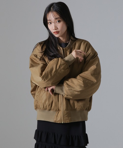 NANO universe（ナノユニバース）の「バックギャザーMA-1ブルゾン（ブルゾン・レディース・グリーン系その他4/ブラック/グレー系その他4・FREE）」の13枚目の写真