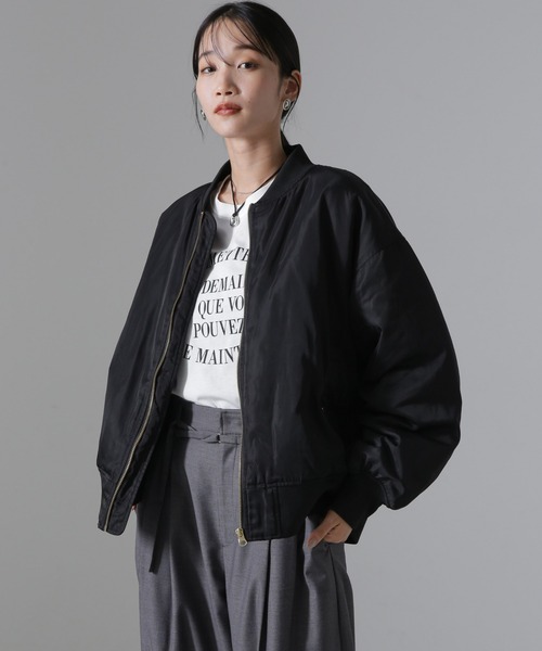 NANO universe（ナノユニバース）の「バックギャザーMA-1ブルゾン（ブルゾン・レディース・グリーン系その他4/ブラック/グレー系その他4・FREE）」の20枚目の写真