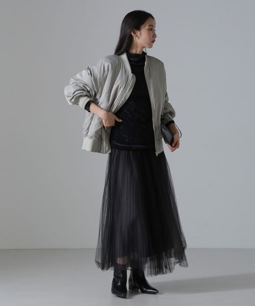 NANO universe（ナノユニバース）の「バックギャザーMA-1ブルゾン（ブルゾン・レディース・グリーン系その他4/ブラック/グレー系その他4・FREE）」の9枚目の写真