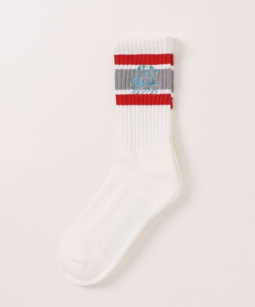 FRUIT OF THE LOOM(フルーツオブザルーム)の「ハオチー飯店パンダ socks / OB1コラボ / シンプルリブソックス / 刺繍(ソックス/靴下・レディース・レッド/オレンジ/ブルー・23cm~25cm)」の1枚目の写真