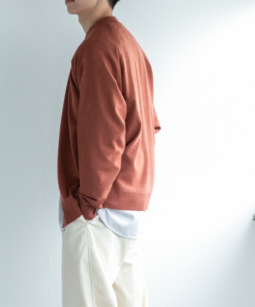 FORK&SPOON(フォークアンドスプーン)の「FORK&SPOON ウーステッドヤーンクルーネックカーディガン(カーディガン/ボレロ・メンズ・オレンジ系その他/ブラック/ライトグレー・4/5)」の17枚目の写真