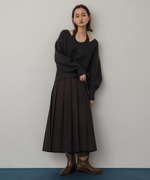 SENSE OF PLACE by URBAN RESEARCH(センスオブプレイスバイアーバンリサーチ)の「ホルターネックアンサンブルセーター(ニット/セーター・レディース・チャコールグレー/パープル/ライトグレー・ONE)」の7枚目の写真