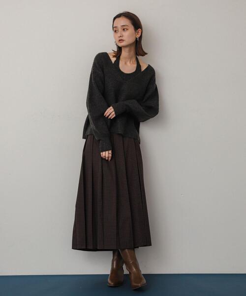 SENSE OF PLACE by URBAN RESEARCH(センスオブプレイスバイアーバンリサーチ)の「ホルターネックアンサンブルセーター(ニット/セーター・レディース・チャコールグレー/パープル/ライトグレー・ONE)」の8枚目の写真