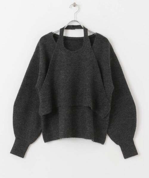 SENSE OF PLACE by URBAN RESEARCH(センスオブプレイスバイアーバンリサーチ)の「ホルターネックアンサンブルセーター(ニット/セーター・レディース・チャコールグレー/パープル/ライトグレー・ONE)」の11枚目の写真