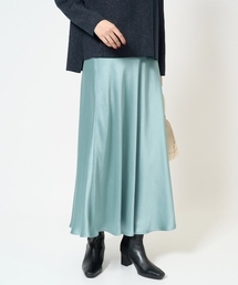 サテンマーメイドフレアスカート