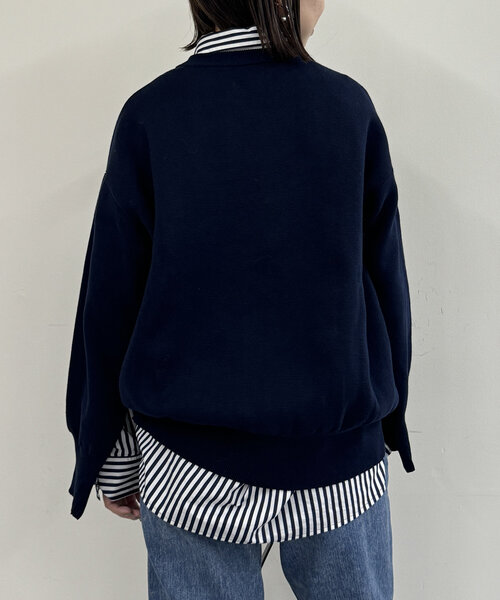 新品　Loungedress ネイビー 長袖ニットセーター F LOUNGEDRESS（ラウンジドレス）の「袖ZIPニット（ニット/セーター