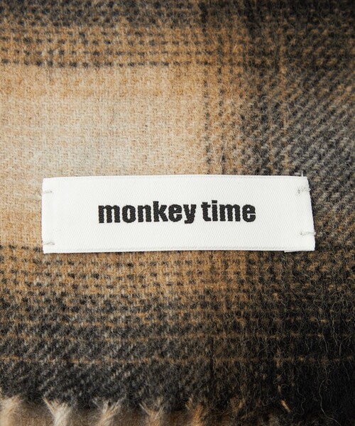 MONKEY TIME(モンキータイム)の「ウール オンブレチェック マフラー(マフラー・メンズ・ベージュ/コバルトブルー・FREE)」の5枚目の写真