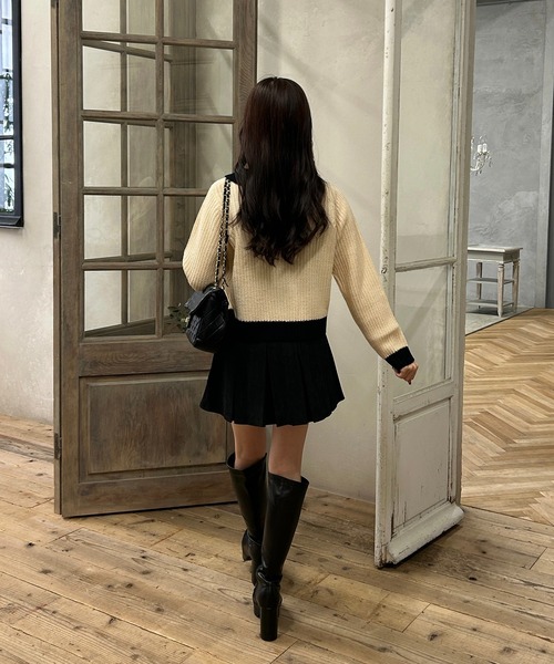 INTER FACTORY（インターファクトリー）の「ﾖｳ - ツートンカラーリボンニット made in INTER FACTORY（ニット/セーター・レディース・ブラック/アイボリー・FREE）」の13枚目の写真