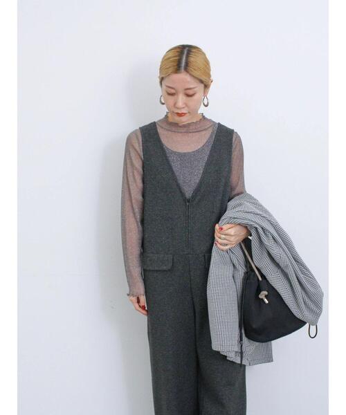 Samansa Mos2 blue(サマンサモスモスブルー)の「カットジャカードオールインワン(サロペット/オーバーオール・レディース・カーキ/ブラック/チャコールグレー・F)」の15枚目の写真