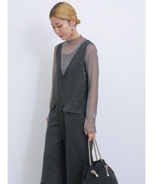 Samansa Mos2 blue(サマンサモスモスブルー)の「カットジャカードオールインワン(サロペット/オーバーオール・レディース・カーキ/ブラック/チャコールグレー・F)」の16枚目の写真