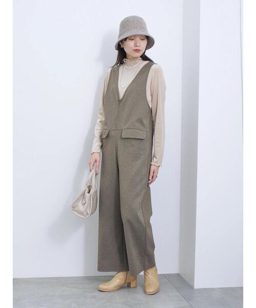 Samansa Mos2 blue(サマンサモスモスブルー)の「カットジャカードオールインワン(サロペット/オーバーオール・レディース・カーキ/ブラック/チャコールグレー・F)」の8枚目の写真