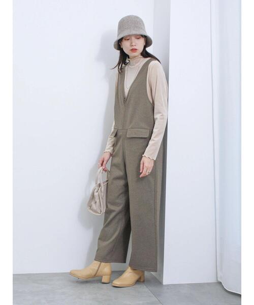 Samansa Mos2 blue(サマンサモスモスブルー)の「カットジャカードオールインワン(サロペット/オーバーオール・レディース・カーキ/ブラック/チャコールグレー・F)」の9枚目の写真