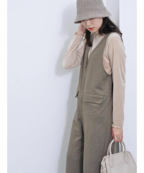 Samansa Mos2 blue(サマンサモスモスブルー)の「カットジャカードオールインワン(サロペット/オーバーオール・レディース・カーキ/ブラック/チャコールグレー・F)」の10枚目の写真