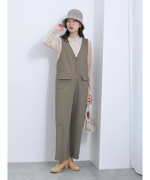 Samansa Mos2 blue(サマンサモスモスブルー)の「カットジャカードオールインワン(サロペット/オーバーオール・レディース・カーキ/ブラック/チャコールグレー・F)」の12枚目の写真