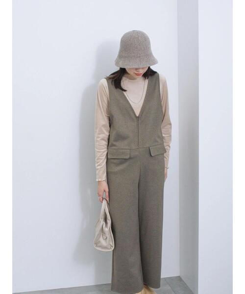 Samansa Mos2 blue(サマンサモスモスブルー)の「カットジャカードオールインワン(サロペット/オーバーオール・レディース・カーキ/ブラック/チャコールグレー・F)」の13枚目の写真