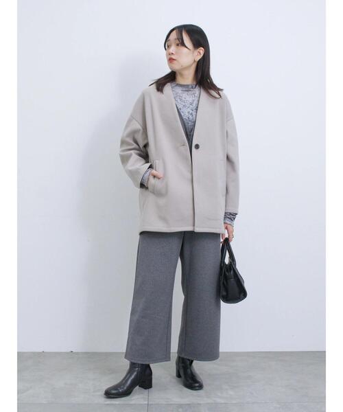 Samansa Mos2 blue(サマンサモスモスブルー)の「カットジャカードオールインワン(サロペット/オーバーオール・レディース・カーキ/ブラック/チャコールグレー・F)」の5枚目の写真