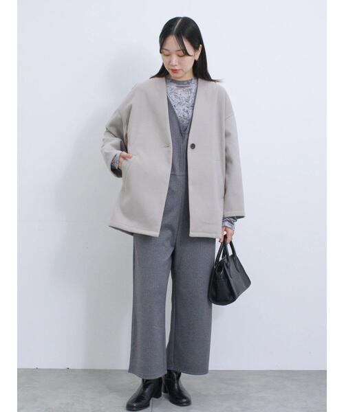 Samansa Mos2 blue(サマンサモスモスブルー)の「カットジャカードオールインワン(サロペット/オーバーオール・レディース・カーキ/ブラック/チャコールグレー・F)」の7枚目の写真