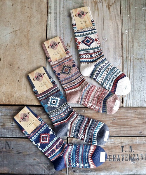 CHUP（チュプ）の「CHUP(チュプ) "RED ROCK(レッドロック)" ソックス　2024-25年秋冬☆数量限定生産（ソックス/靴下・レディース・オートミール/ピンクベージュ/ネイビー/グレー・MEDIUM/SMALL）」の5枚目の写真