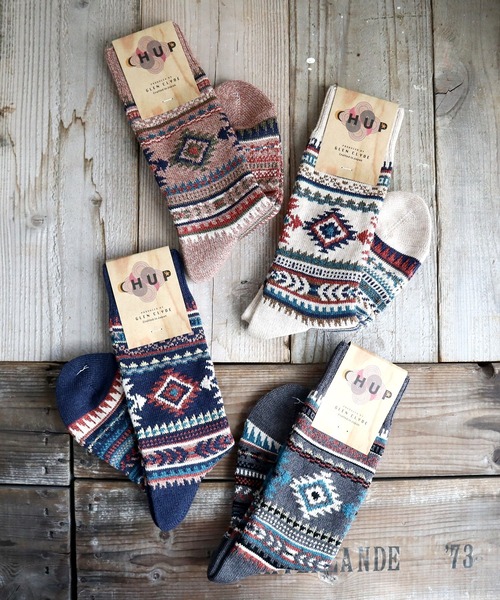 CHUP（チュプ）の「CHUP(チュプ) "RED ROCK(レッドロック)" ソックス　2024-25年秋冬☆数量限定生産（ソックス/靴下・レディース・オートミール/ピンクベージュ/ネイビー/グレー・MEDIUM/SMALL）」の6枚目の写真