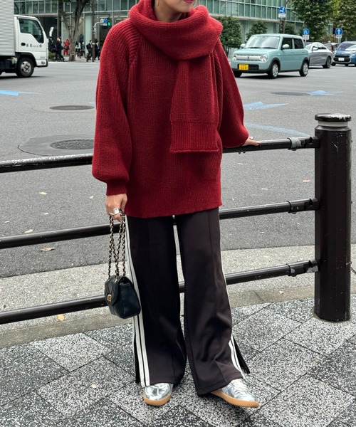 archives（アルシーヴ）の「【Ltd.】STOLE KNIT（ニット/セーター・レディース・レッド/ネイビー・MEDIUM）」の5枚目の写真