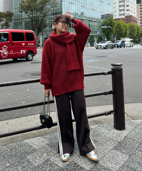 archives（アルシーヴ）の「【Ltd.】STOLE KNIT（ニット/セーター・レディース・レッド/ネイビー・MEDIUM）」の6枚目の写真