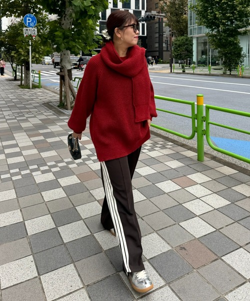 archives（アルシーヴ）の「【Ltd.】STOLE KNIT（ニット/セーター・レディース・レッド/ネイビー・MEDIUM）」の7枚目の写真