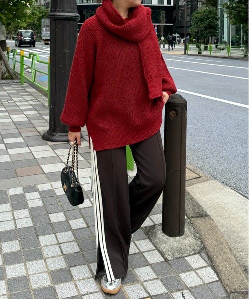 archives（アルシーヴ）の「【Ltd.】STOLE KNIT（ニット/セーター・レディース・レッド/ネイビー・MEDIUM）」の8枚目の写真