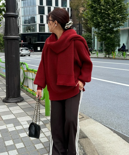 archives（アルシーヴ）の「【Ltd.】STOLE KNIT（ニット/セーター・レディース・レッド/ネイビー・MEDIUM）」の9枚目の写真