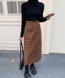 チェック柄タイトスカート