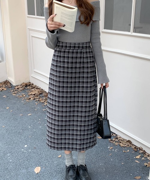 Doula Doula（ドゥーラドゥーラ）の「チェック柄タイトスカート（スカート・レディース・ブラック/レッド/ブラウン・L/M）」の2枚目の写真
