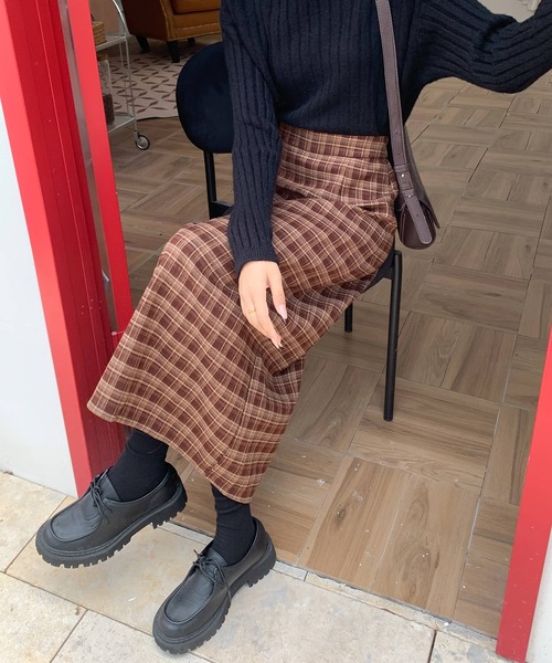 Doula Doula（ドゥーラドゥーラ）の「チェック柄タイトスカート（スカート・レディース・ブラック/レッド/ブラウン・L/M）」の13枚目の写真