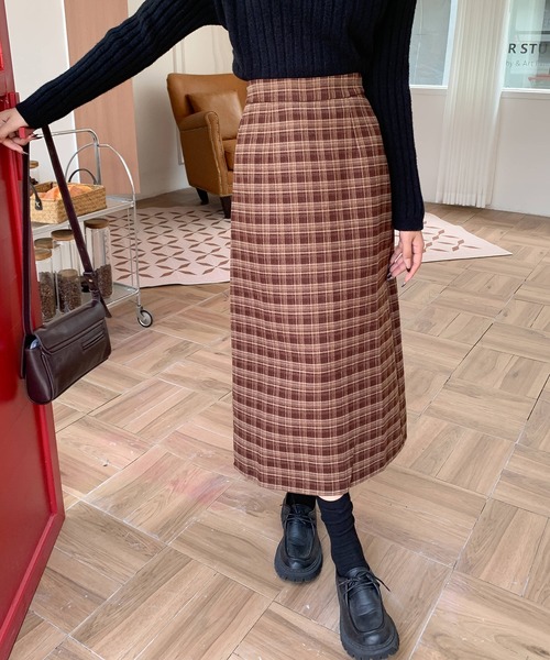 Doula Doula（ドゥーラドゥーラ）の「チェック柄タイトスカート（スカート・レディース・ブラック/レッド/ブラウン・L/M）」の14枚目の写真