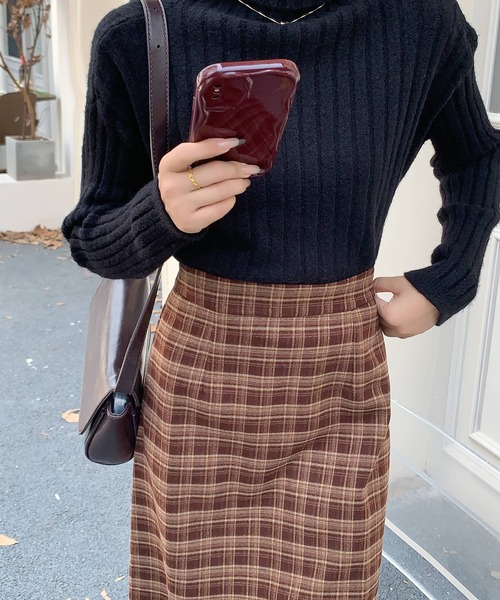 Doula Doula（ドゥーラドゥーラ）の「チェック柄タイトスカート（スカート・レディース・ブラック/レッド/ブラウン・L/M）」の19枚目の写真