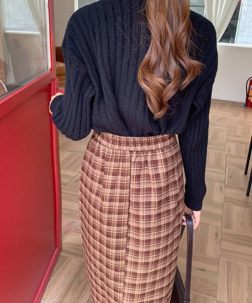 Doula Doula（ドゥーラドゥーラ）の「チェック柄タイトスカート（スカート・レディース・ブラック/レッド/ブラウン・L/M）」の20枚目の写真