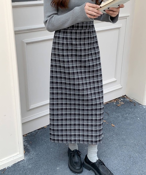 Doula Doula（ドゥーラドゥーラ）の「チェック柄タイトスカート（スカート・レディース・ブラック/レッド/ブラウン・L/M）」の4枚目の写真