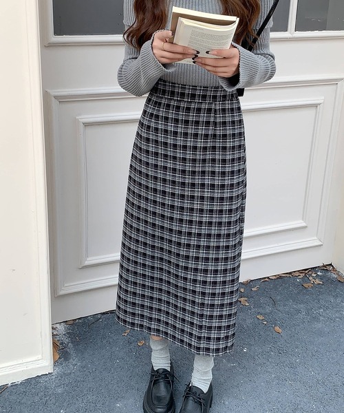 Doula Doula（ドゥーラドゥーラ）の「チェック柄タイトスカート（スカート・レディース・ブラック/レッド/ブラウン・L/M）」の6枚目の写真