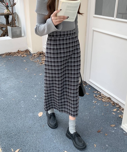 Doula Doula（ドゥーラドゥーラ）の「チェック柄タイトスカート（スカート・レディース・ブラック/レッド/ブラウン・L/M）」の8枚目の写真