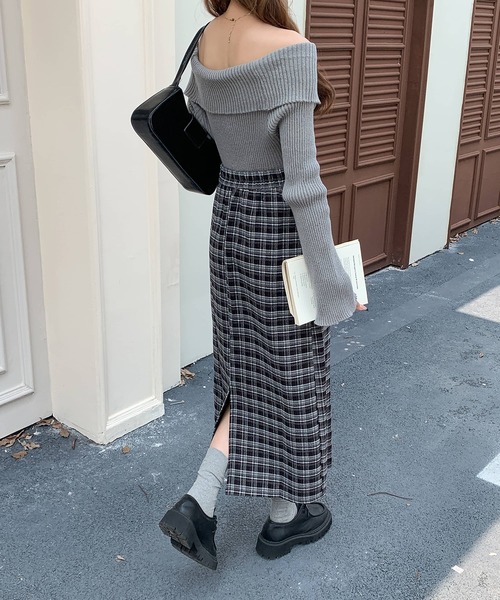 Doula Doula（ドゥーラドゥーラ）の「チェック柄タイトスカート（スカート・レディース・ブラック/レッド/ブラウン・L/M）」の9枚目の写真