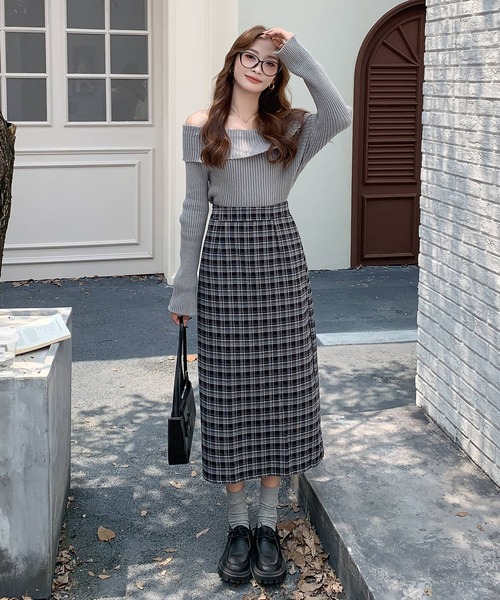 Doula Doula（ドゥーラドゥーラ）の「チェック柄タイトスカート（スカート・レディース・ブラック/レッド/ブラウン・L/M）」の10枚目の写真