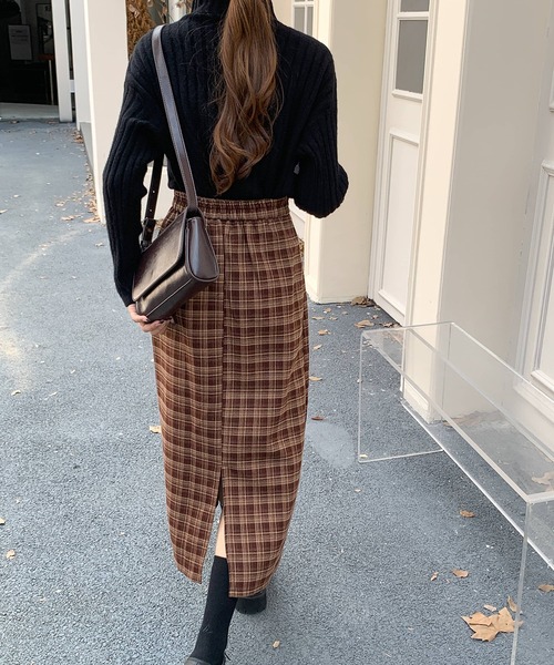 Doula Doula（ドゥーラドゥーラ）の「チェック柄タイトスカート（スカート・レディース・ブラック/レッド/ブラウン・L/M）」の16枚目の写真