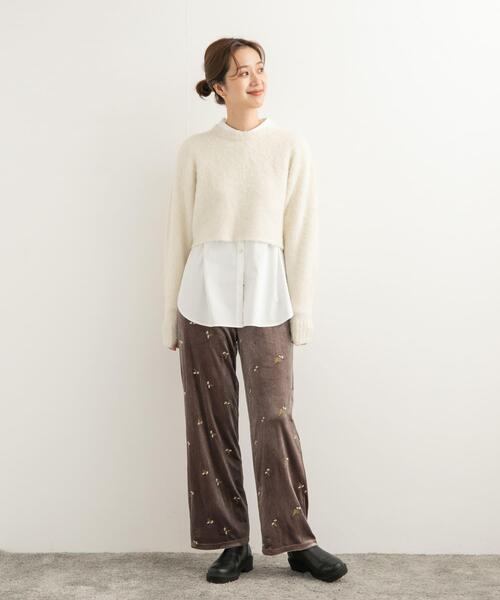 URBAN RESEARCH DOORS（アーバンリサーチドアーズ）の「刺繍ベロアイージーパンツ（その他パンツ・レディース・ブラウン/ブラック・MEDIUM）」の13枚目の写真