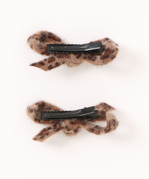 SPINNS(スピンズ)の「【2個セット】ヒョウ柄ハラコリボンクリップ(バレッタ/ヘアクリップ・レディース・ブラウン・ONESIZE)」の2枚目の写真