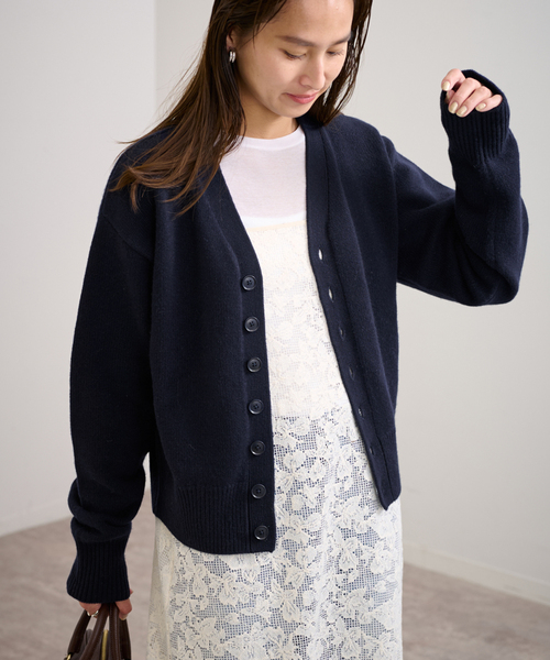 EXTREME CASHMERE X/エクストリームカシミヤ CLOVER Vネックカーデ